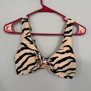 Cabana del Sol Animal Print Bikini Top Size Medium Removable Padding Swimwear